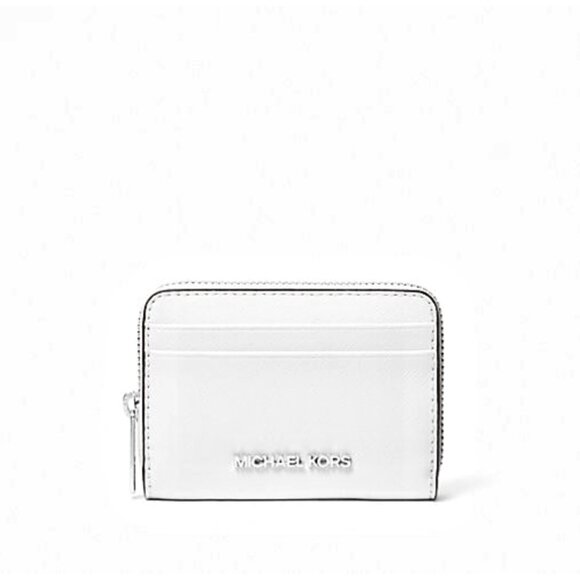 New Michael Kors Jet Set Travel Medium Saffiano Leather Wallet Optic White - Picture 1 of 3